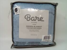 Bare Home 840105742937 Sherpa Fleece Blanket Throw - Coronet Blue