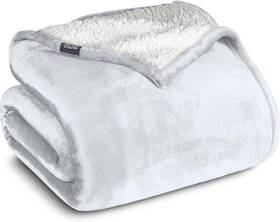 Bare Home 840105743118 White Full/queen Sherpa Dual-layer Blanket By