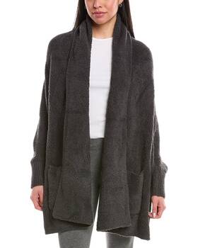 14122384470000 Barefoot Dreams Cozychic Cable Weave Blanket Wrap Womens Grey Os