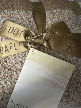 Barefoot Dreams 808460136761 New Heathered Stripe Camel/stone Cozychic Throw 45 Inch X 60 Bnwt