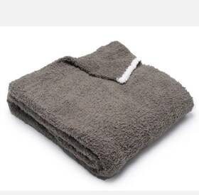 Barefoot Dreams 808460520034 Contrast Trimmed Throw Blanket Grey/white Trim 45 Inch X60