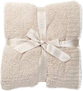 Barefoot Dreams 808460520119 New Contrast Trim Throw Blanket 45 Inch X 60 Stone/white