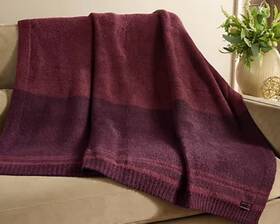H438615 Barefoot Dreams 45 Inch X60 Blanket Throw Stacked Rib Border Black Current