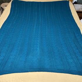 Btl15006 Battilo Home Inc Teal Blue Knit Sofa Throw Blanket Rustic Farmhouse Decorative Boho