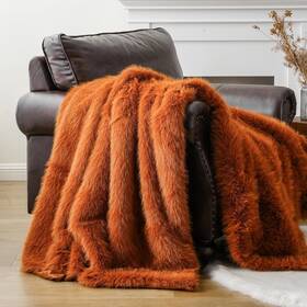 Btl23069s-orange Battilo Home Luxury Fall Faux Fur Throw Blanket Orange For Couch D