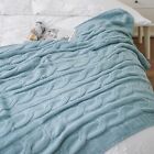 Battilo Light Blue Throw Blanket For Couch Soft Cozy Cable Knit