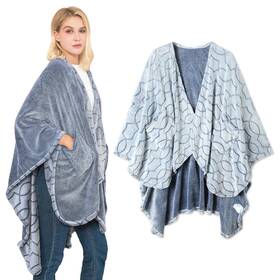 B0d6z7rly3 Bcareself Double-sided Wearable Flannel Shawl Reversible Blanket Pockets For