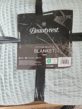 Beautyrest 022164219234 Cotton Waffle Blanket King Mint