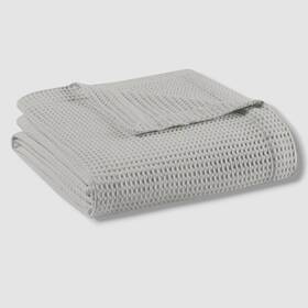 Beautyrest 022164219258 Gray Waffle Weave Cotton Blanket Full/queen