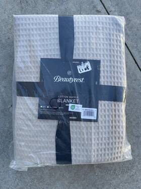 Beautyrest 022164219296 Tan Waffle Weave Cotton Blanket King Brand New