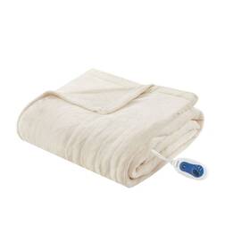 51391525 Beautyrest Electric Heated Plush Throw Blanket 60 Inch X70 Ivory -