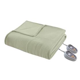 51418116 Beautyrest Knitted Micro Fleece Electric Heated Blanket King Sage -