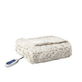 54022949 Beautyrest 50 Inch X70 Marselle Oversized Faux Fur Electric Throw Blanket White -
