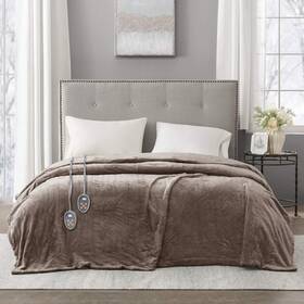 Beautyrest 675716640026 Eautyrest Heated Electric Plush Blanket Fast Heating Brown King