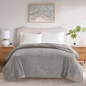 Beautyrest 744759325150 Microplush Gray King Heated Electric Blanket With Wifi Technology