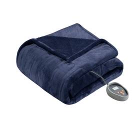 80254507 Beautyrest Twin Electric Heated Microlight To Berber Bed Blanket Indigo