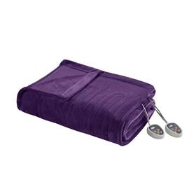 84667785 Beautyrest Twin Plush Electric Heated Bed Blanket Purple Midweight Polyester
