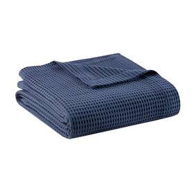 89698868 Beautyrest Full/queen Waffle Weave Cotton Blanket Indigo Year-round
