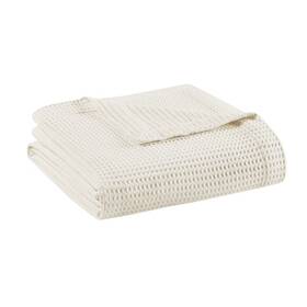89698875 Beautyrest Twin Waffle Weave Cotton Blanket Ivory - Year-round Comfort