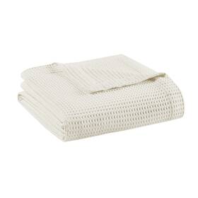 89698889 Beautyrest Full/queen Waffle Weave Cotton Blanket Ivory -