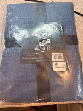 Br51n-3828 Beautyrest Waffle Weave Lightweight Breathable Cotton Blanket Indigo Blue Twin