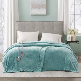 Br54-0903 Beautyrest Queen Electric Heated Plush Blanket Dual Controller 20 Heat Settings