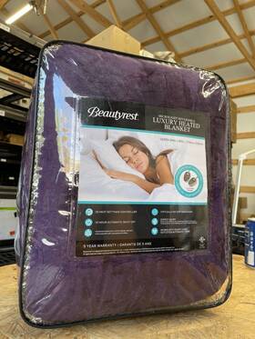 Br54-1934 Beautyrest Multi Heated Blanket Queen Purple Polyester Microlight Reversible