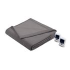 Beautyrest New King Sz Knitted Micro Fleece Heated Blanket Dual Control Gray 675716615888