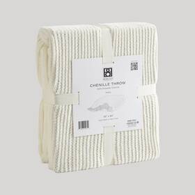 655471 Bebejan Chenille Throw In Ivory Final - Sale