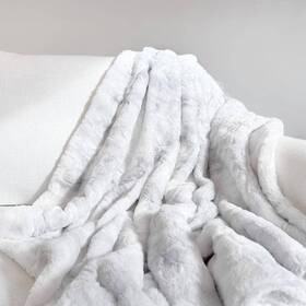 Becky Cameron 196901022200 Light Gray Faux Fur Tie Dye Throw Blanket