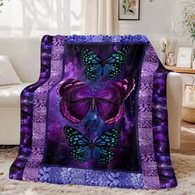Beddingoutlet 768637242216 Animals Flannel Fleece Blanket Fuzzy Butterfly French Bulldog Turtle Throws Gift