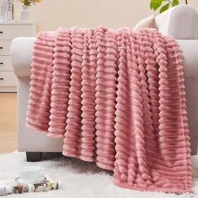 Bedelite 762917252957 Fleece Throw Blanket For Couch 3d Ribbed Jacquard Soft And Warm Dec
