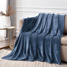 Bedelite 923534509525 Fleece Throw Blanket For Couch 3d Ribbed Jacquard Soft And Warm De