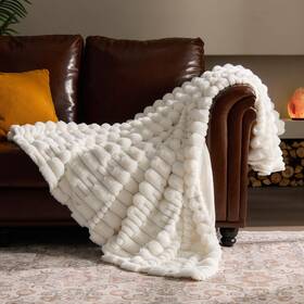 Bedelite 923534518862 Faux Fur Throw Blanket For Couch - Super Soft And Warm Plush Striped Fo