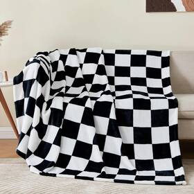 Beusc1p2m1tw Bedelite Checkered Throw Blanket Twin Size For 60 Inch X80 Black