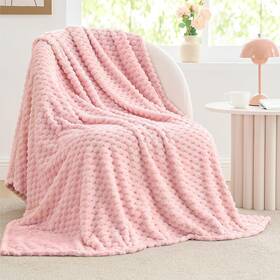 Beusc1pd2u1th Bedelite Fleece Blanket - 3d Jacquard Decorative Pink Throw 50 Inch X60