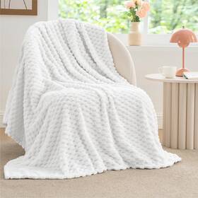 Beusc1pd2w1th Bedelite Fleece Throw Blanket For Couch And Bed 3d Jacquard Decorative White S