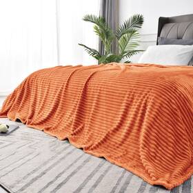 Bedelite Beusc1pda4qu Fleece Blanket Queen Size 3d Ribbed 90 Inch X90 Burnt Orange