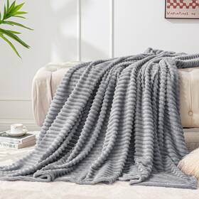 Beusc1pdg1tw Bedelite Fleece Blanket Twin Size 3d Ribbed Jacquard Soft And Warm Decorative