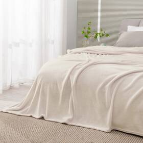 Beusc1sde1qu Bedelite Queen Fleece Blanket 90x90 Inch Beige Soft Plush Lightweight Throw Bed All Season