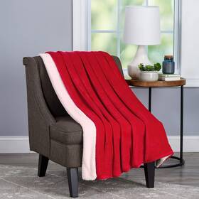 66a-29201 Bedford Home Oversized Fleece Throw Blanket Plush Polyester Solid Vineyard White Washable
