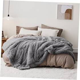 Bedshe 841745156160 Gentlesoft Fluffy Grey Blankets Queen Size For Bed 90 Inch X 10-