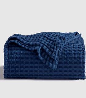 Bedsure 841745170913 Queen 90in Blue Blanket Cool Waffle Light Rayon Derive Bamboo Pre-owned