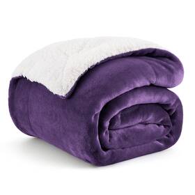 B01lewilye Bedsure Gentlesoft Purple Sherpa Fleece Throw Blanket For Couch - Thick Warm 50