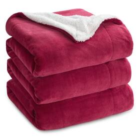 B07h84f3cw Bedsure King Sherpa Fleece Blanket - Thick Warm Gentlesoft Red 108x90