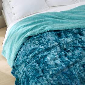 B08cy26q16 Bedsure Gentlesoft Sherpa Fleece Blanket King Teal - Tie Dye 108x90 Inch Plush Warm