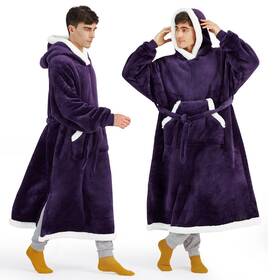 B09z6clc8s Bedsure Wearable Blanket Hoodie Oversized Sherpa Long Hooded Sweatshirt Dark