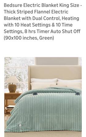Bs-500b-s Bedsure Electric Blanket King Size - Thick Striped Flannel With