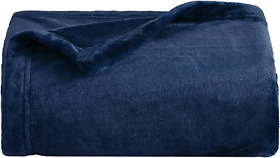 Bedsure Fleece Blanket Throw Dark Blue Lightweight For Sofa C
