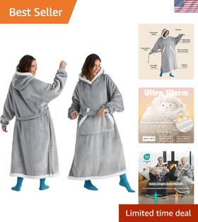 Nusa9aoag1st Bedsure Wearable Blanket Hoodie - Sherpa Fleece Hooded For Adult War